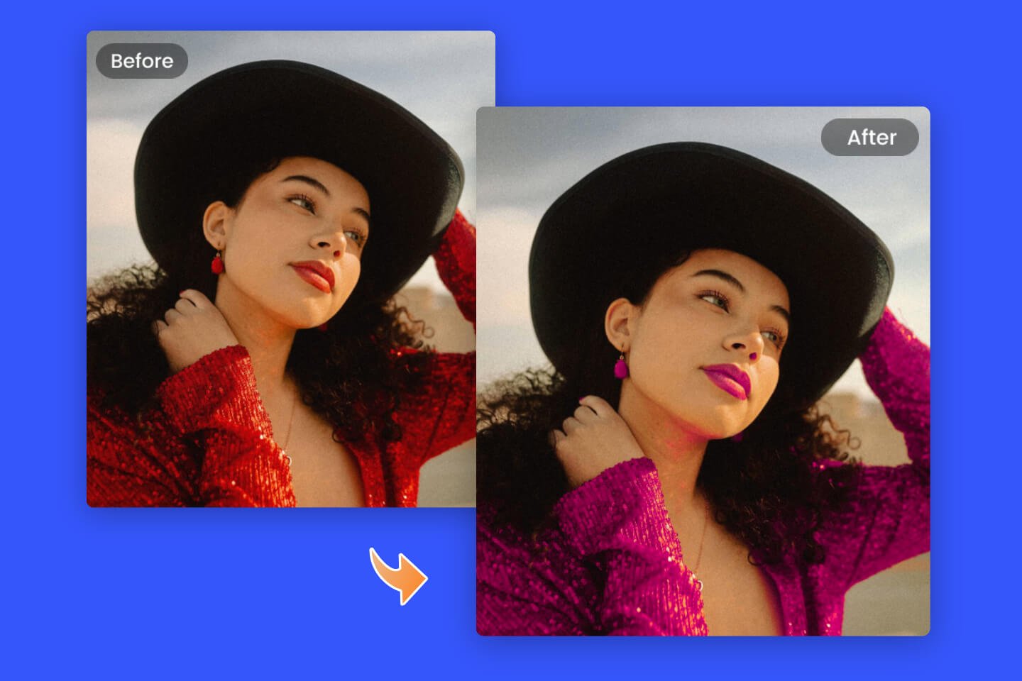 Change portrait hue with Fotor hue changer tool