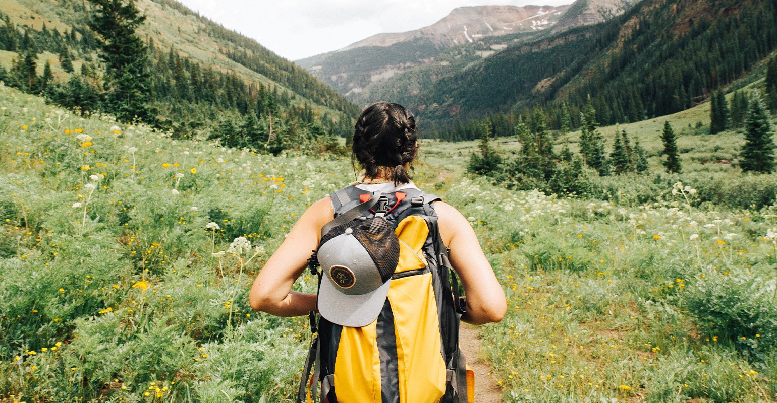 Man walking the mountain image without haze