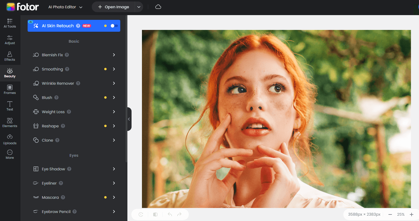 edit a girl portrait in Fotor photo editor