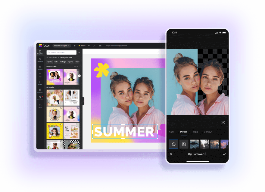 Loại bỏ nền và tạo poster bằng các ứng dụng di động và web của Fotor